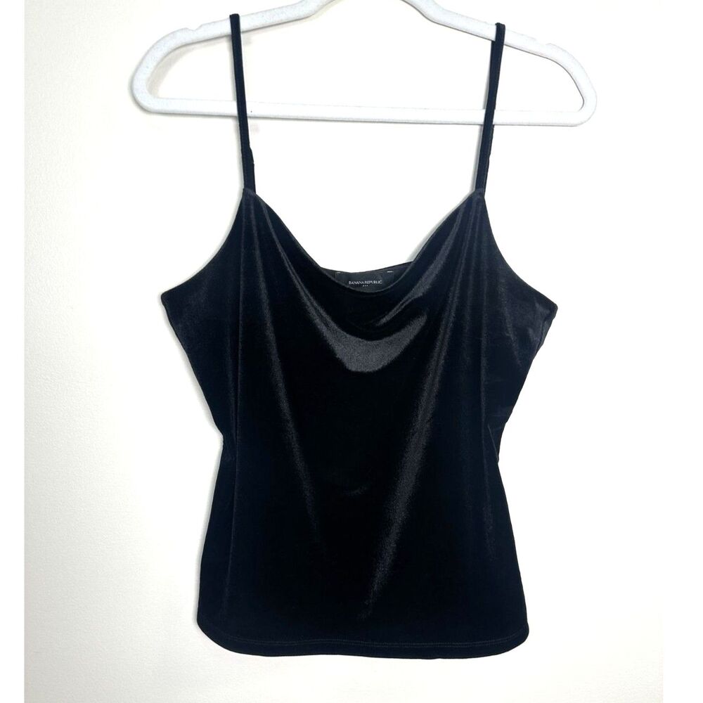 Banana Republic Black Velvet Cowl Neck Camisole Top Size Large